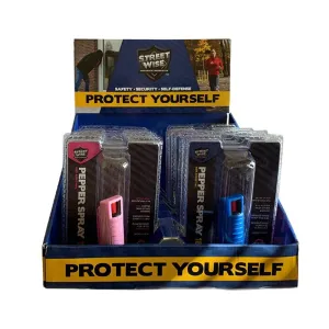 15) Streetwise Mixed Colors 18% Pepper Spray with Counter Display Option