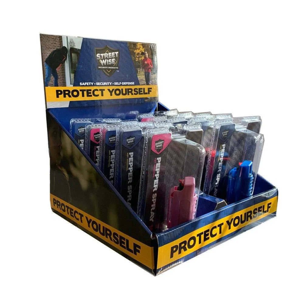 15) Streetwise Mixed Colors 18% Pepper Spray with Counter Display Option