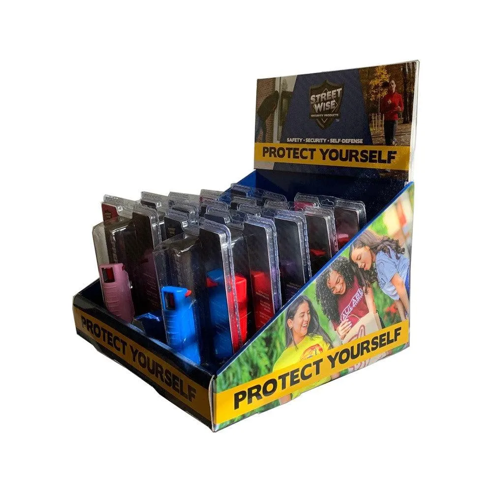 15) Streetwise Mixed Colors 18% Pepper Spray with Counter Display Option