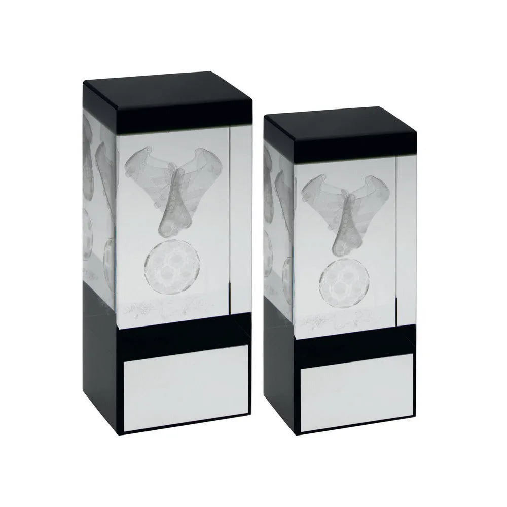 3D Lasered Boots and Ball design Glass Block  (TD601G)