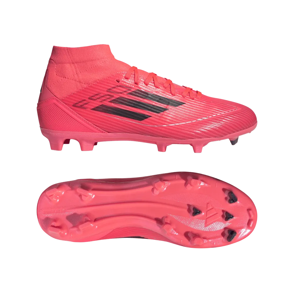 Adidas F50 League Mid-Cut FG Womens Football Boots (Turbo/Aurora Black/Platnium Metallic)