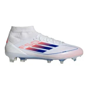 Adidas F50 Pro Mid-Cut FG Womens Football Boots (White/Lucid Blue/Solar Red)