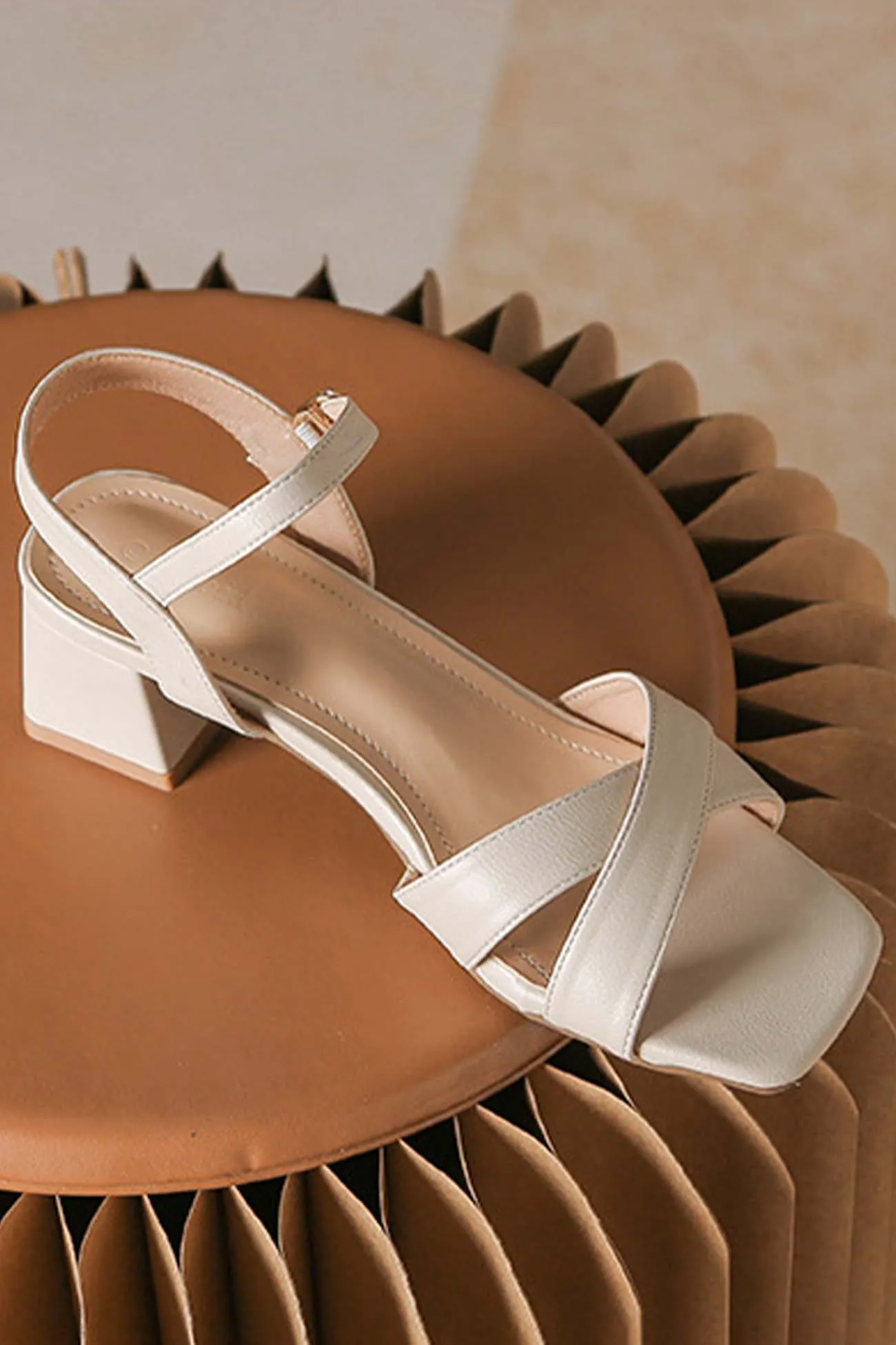 Amozae-Cross Block Heeled Ankle Strap Sandals