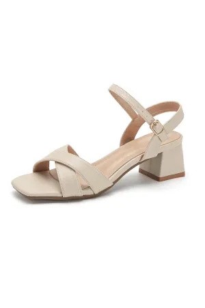 Amozae-Cross Block Heeled Ankle Strap Sandals