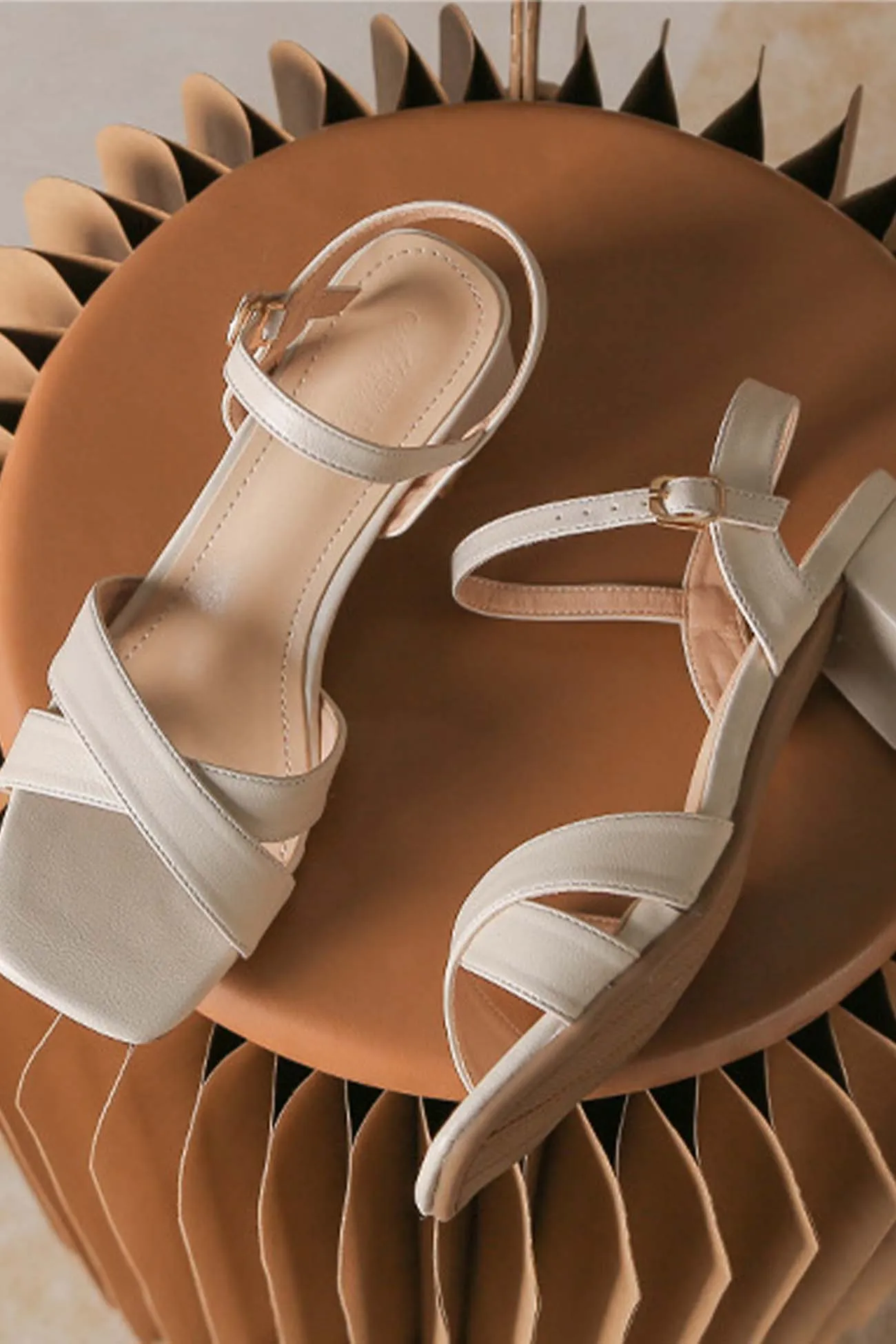 Amozae-Cross Block Heeled Ankle Strap Sandals