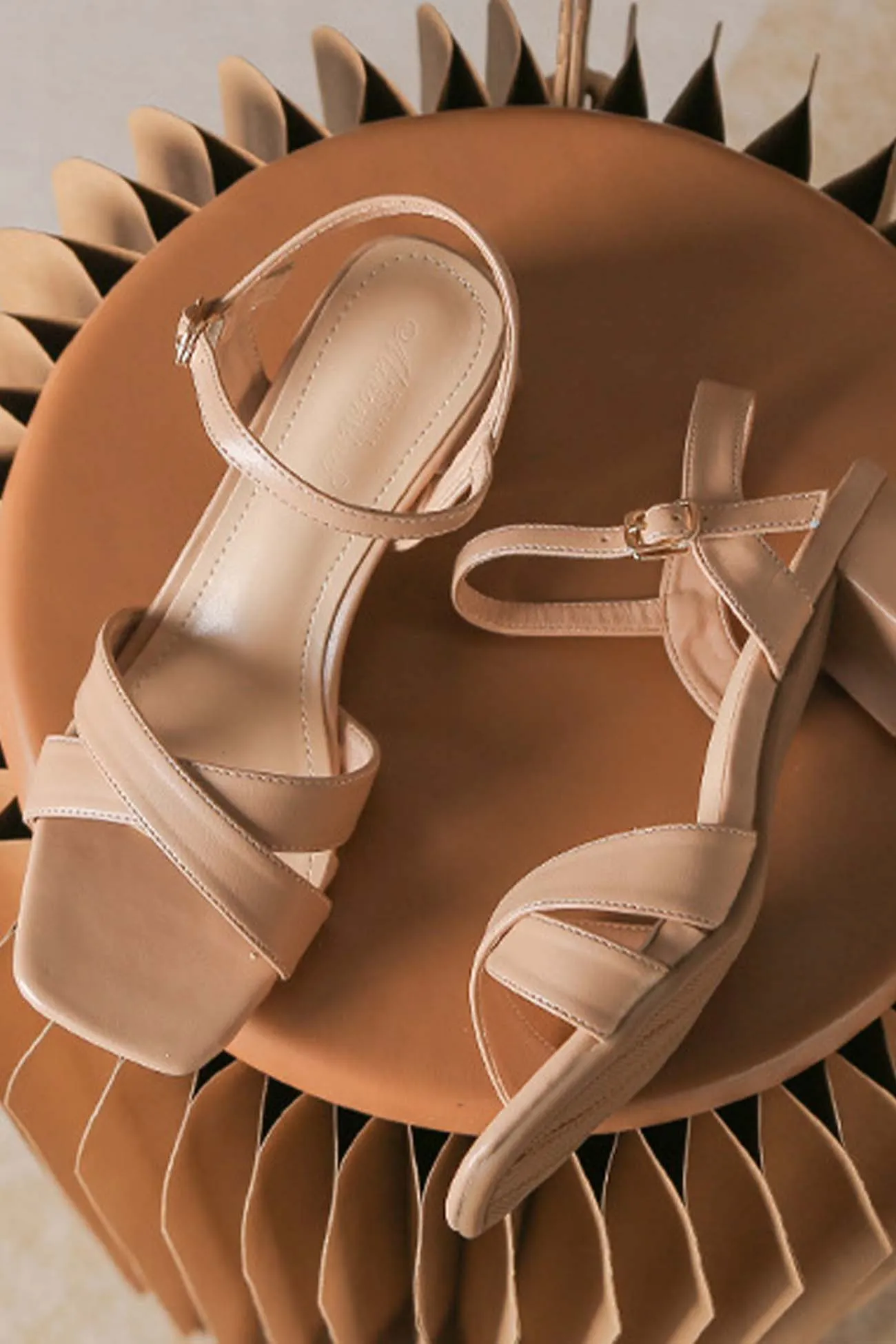Amozae-Cross Block Heeled Ankle Strap Sandals
