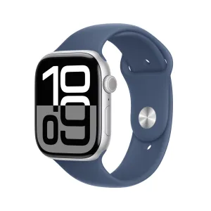 Apple Watch Series 10 GPS   Cellular 42mm Silver Aluminium Case with Denim Sport Band - M/L