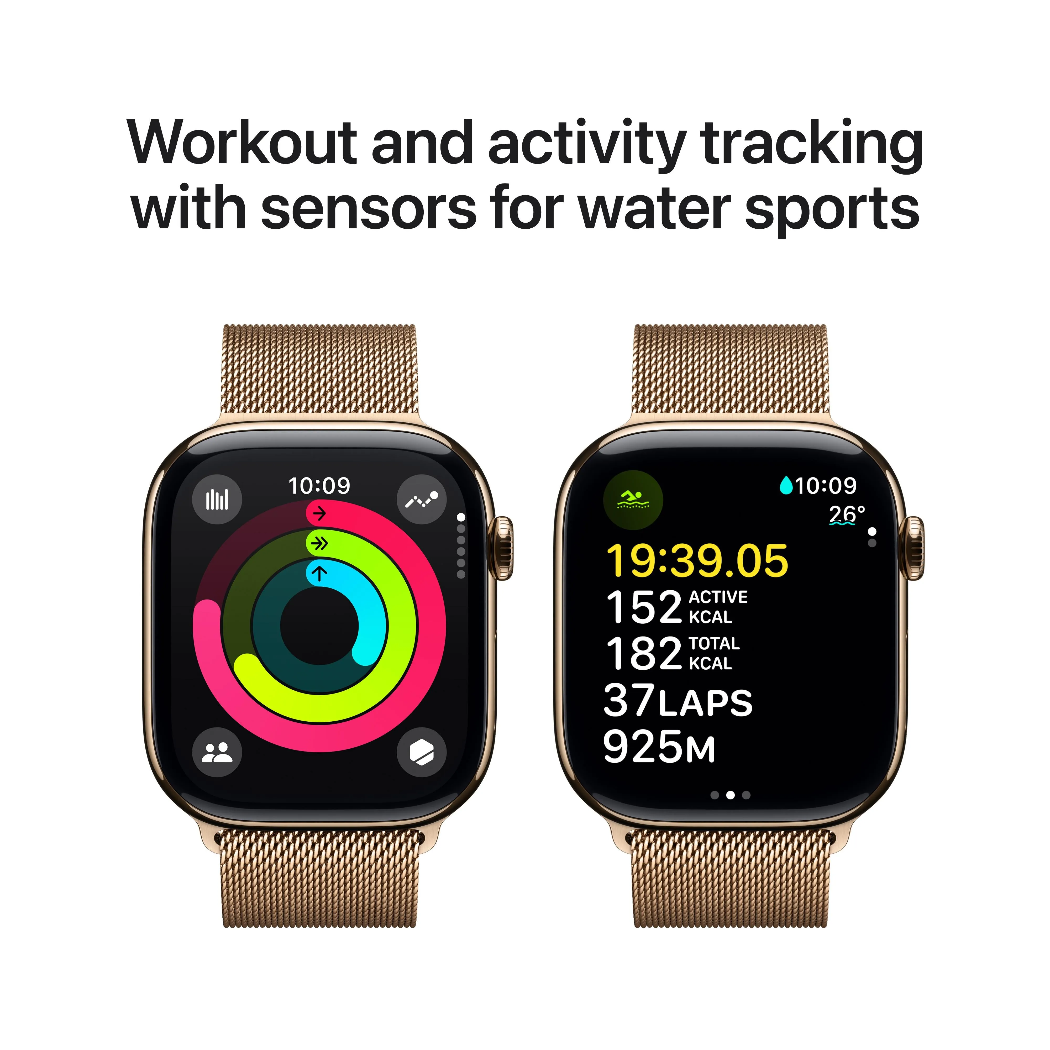 Apple Watch Series 10 GPS   Cellular 46mm Gold Titanium Case with Gold Milanese Loop - M/L