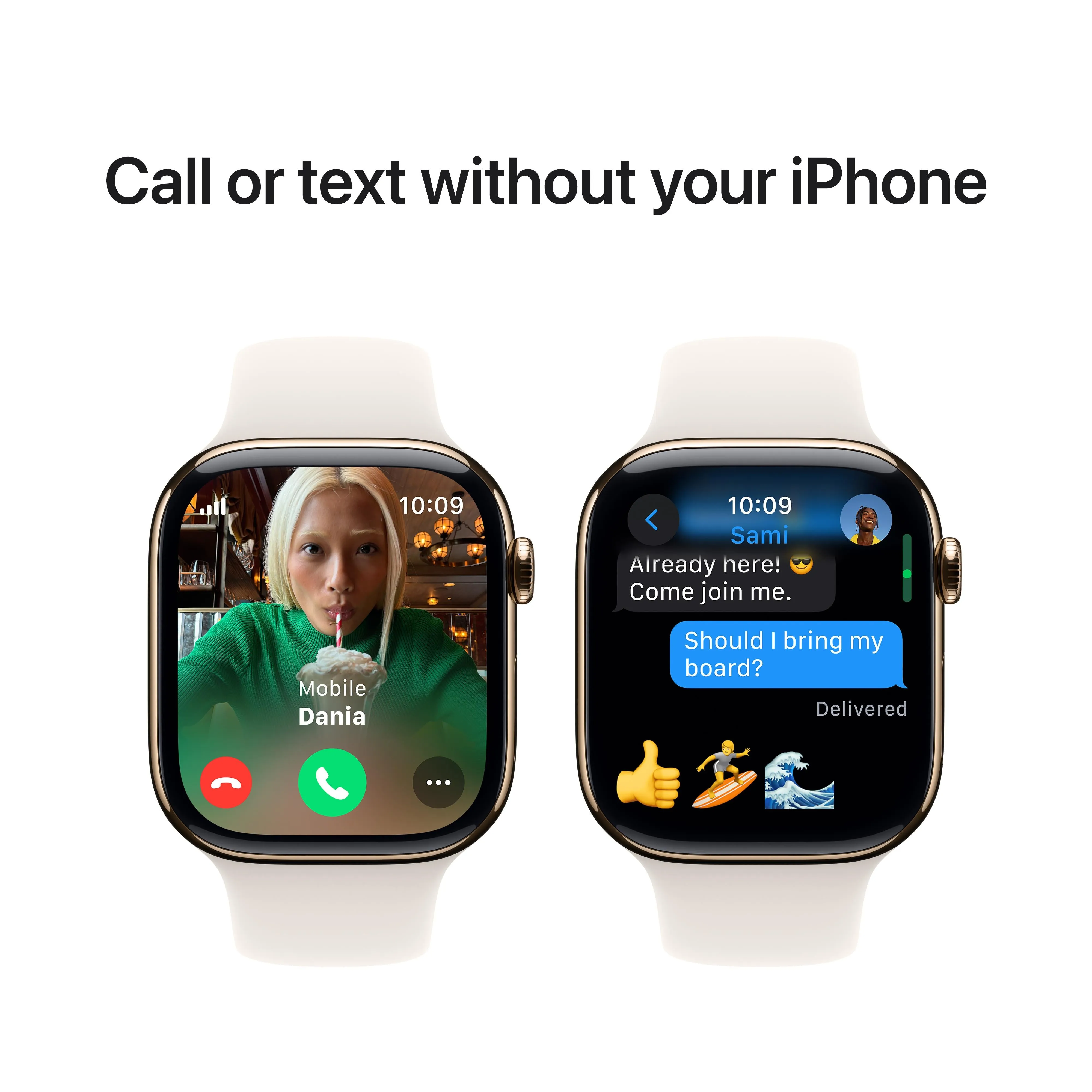 Apple Watch Series 10 GPS   Cellular 46mm Gold Titanium Case with Starlight Sport Band - M/L