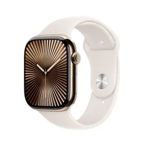 Apple Watch Series 10 GPS   Cellular 46mm Gold Titanium Case with Starlight Sport Band - S/M