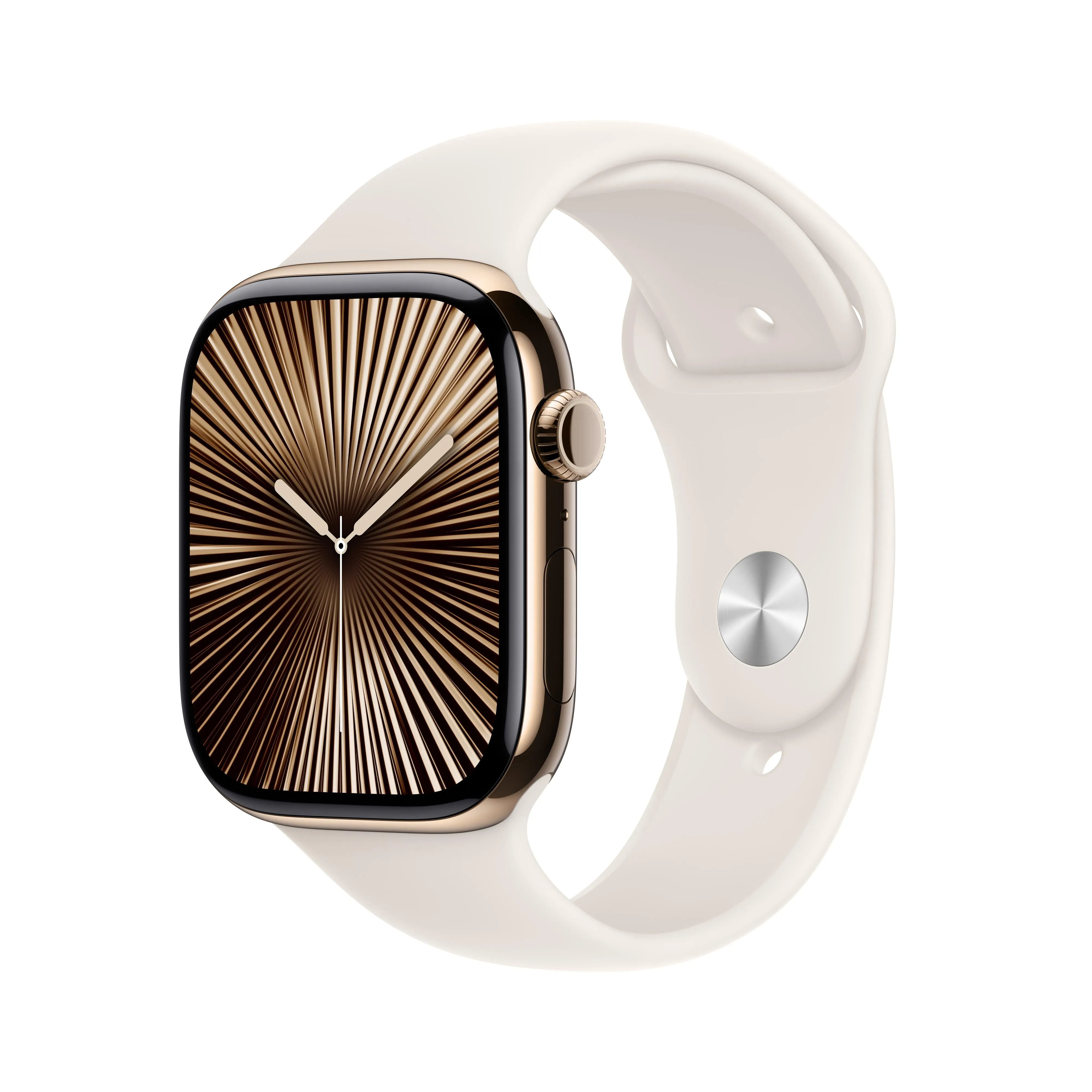 Apple Watch Series 10 GPS   Cellular 46mm Gold Titanium Case with Starlight Sport Band - S/M