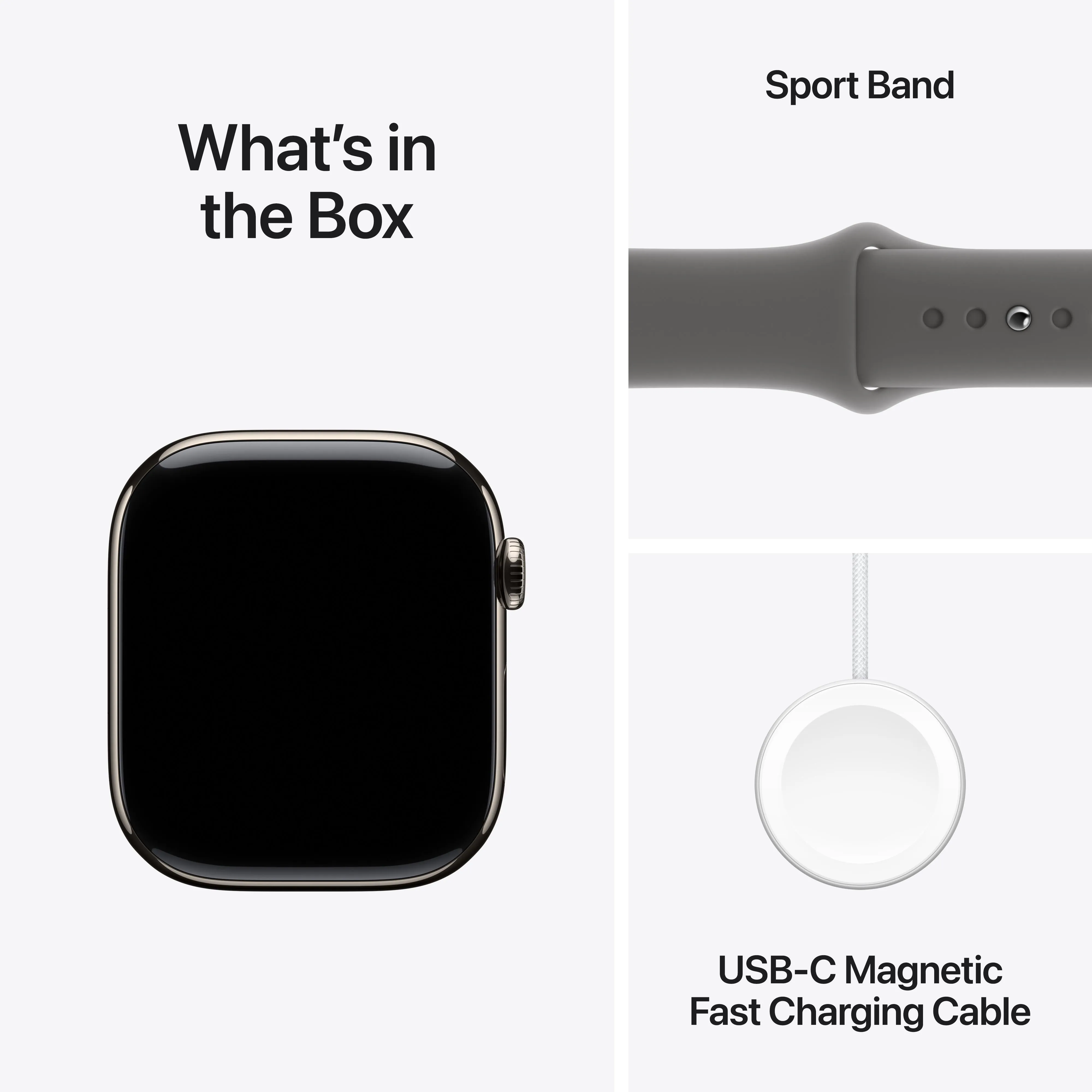 Apple Watch Series 10 GPS   Cellular 46mm Natural Titanium Case with Stone Grey Sport Band - S/M