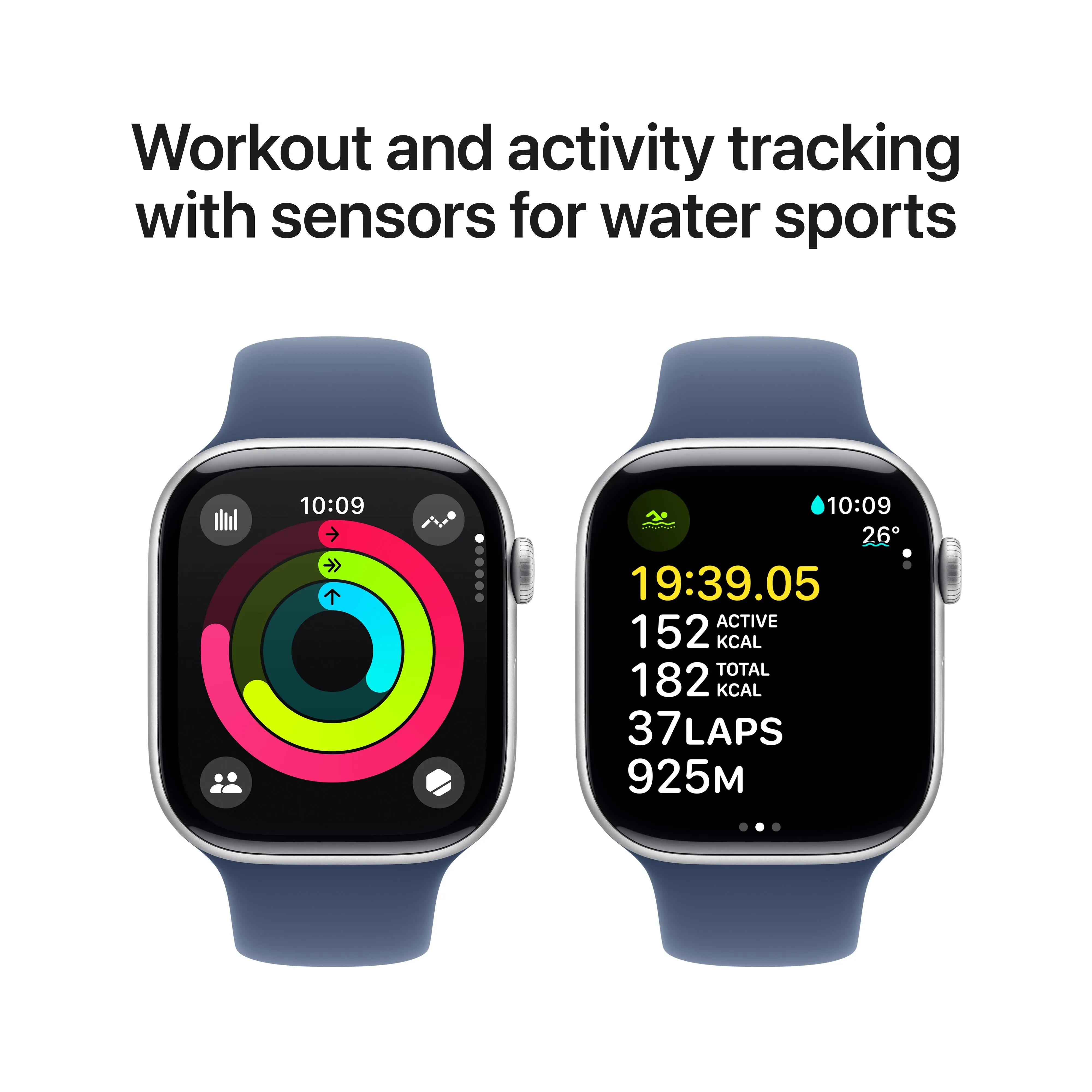 Apple Watch Series 10 GPS   Cellular 46mm Silver Aluminium Case with Denim Sport Band - S/M