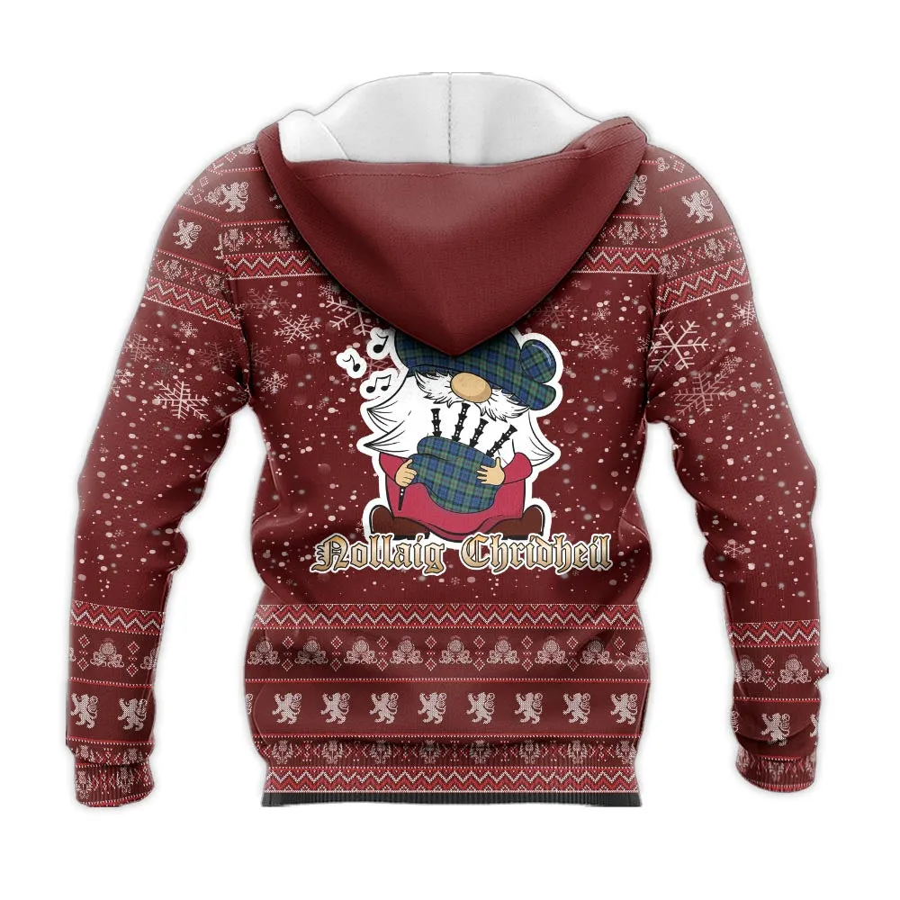 Baird Ancient Clan Christmas Knitted Hoodie with Funny Gnome Playing Bagpipes