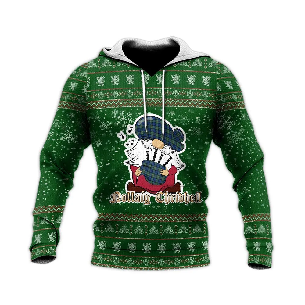 Baird Ancient Clan Christmas Knitted Hoodie with Funny Gnome Playing Bagpipes