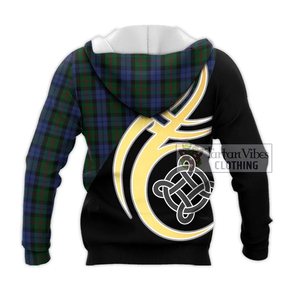 Baird Tartan Knitted Hoodie with Family Crest and Celtic Symbol Style