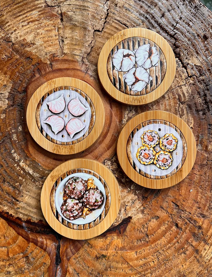 Bamboo Dim Sum Coaster Set of 4 by Alvin Lam