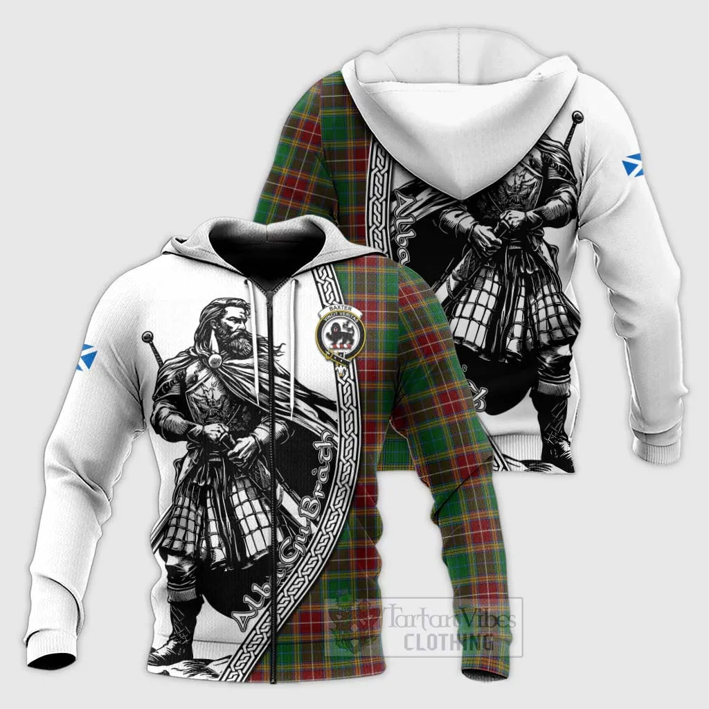 Baxter Tartan Clan Crest Knitted Hoodie with Highlander Warrior Celtic Style