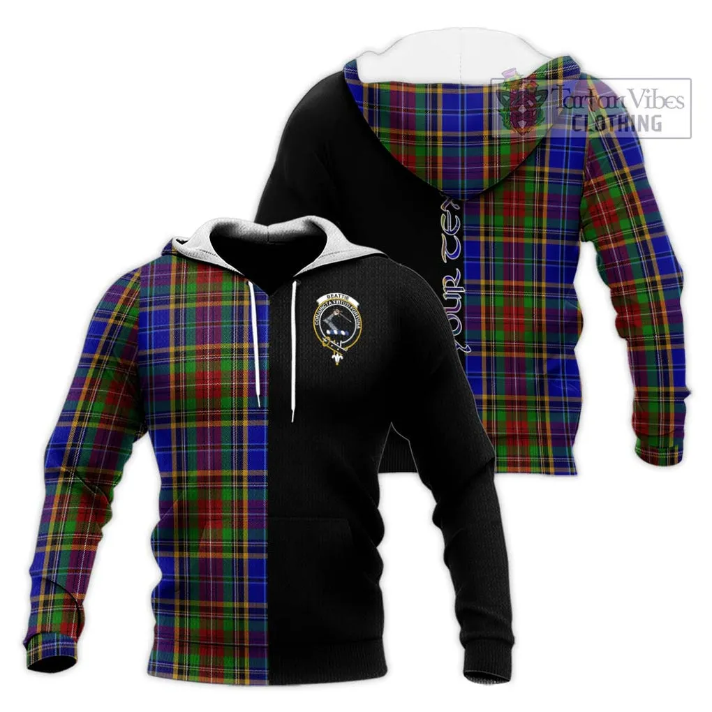 Beattie Tartan Knitted Hoodie with Family Crest and Half Of Me Style