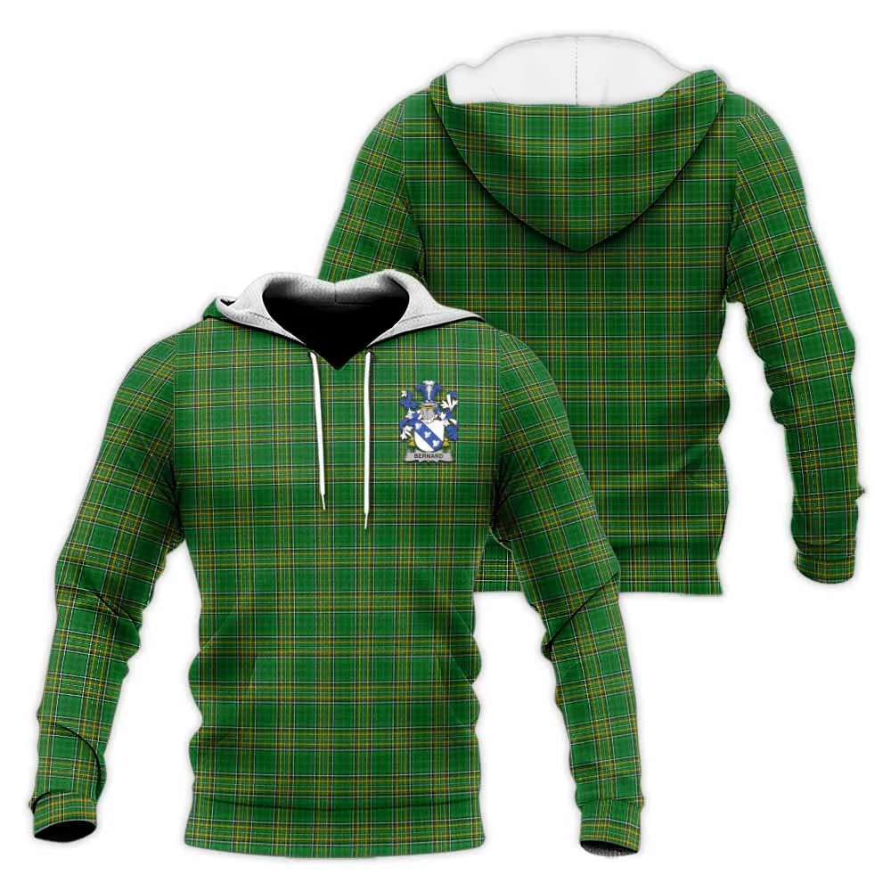 Bernard Irish Clan Tartan Knitted Hoodie with Coat of Arms
