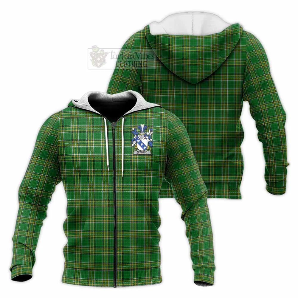 Bernard Irish Clan Tartan Knitted Hoodie with Coat of Arms