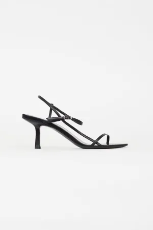 Black Leather Bare Heeled Sandal
