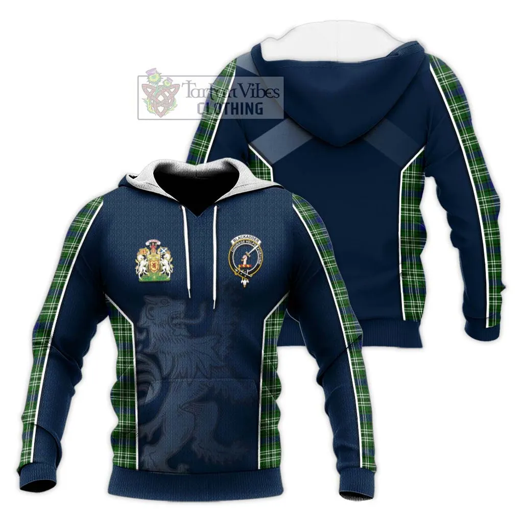 Blackadder Tartan Knitted Hoodie with Family Crest and Lion Rampant Vibes Sport Style