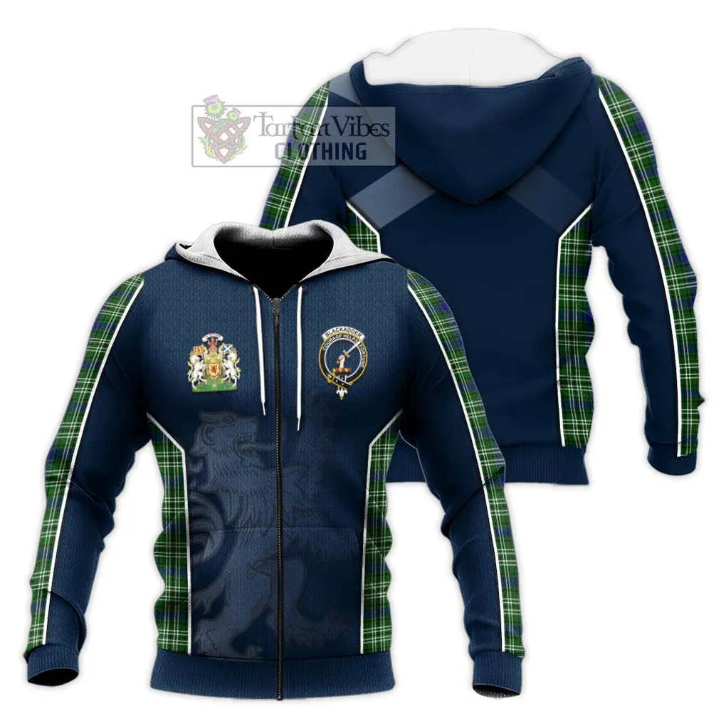 Blackadder Tartan Knitted Hoodie with Family Crest and Lion Rampant Vibes Sport Style