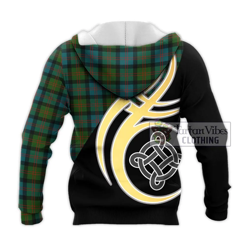 Blair Ancient Tartan Knitted Hoodie with Family Crest and Celtic Symbol Style