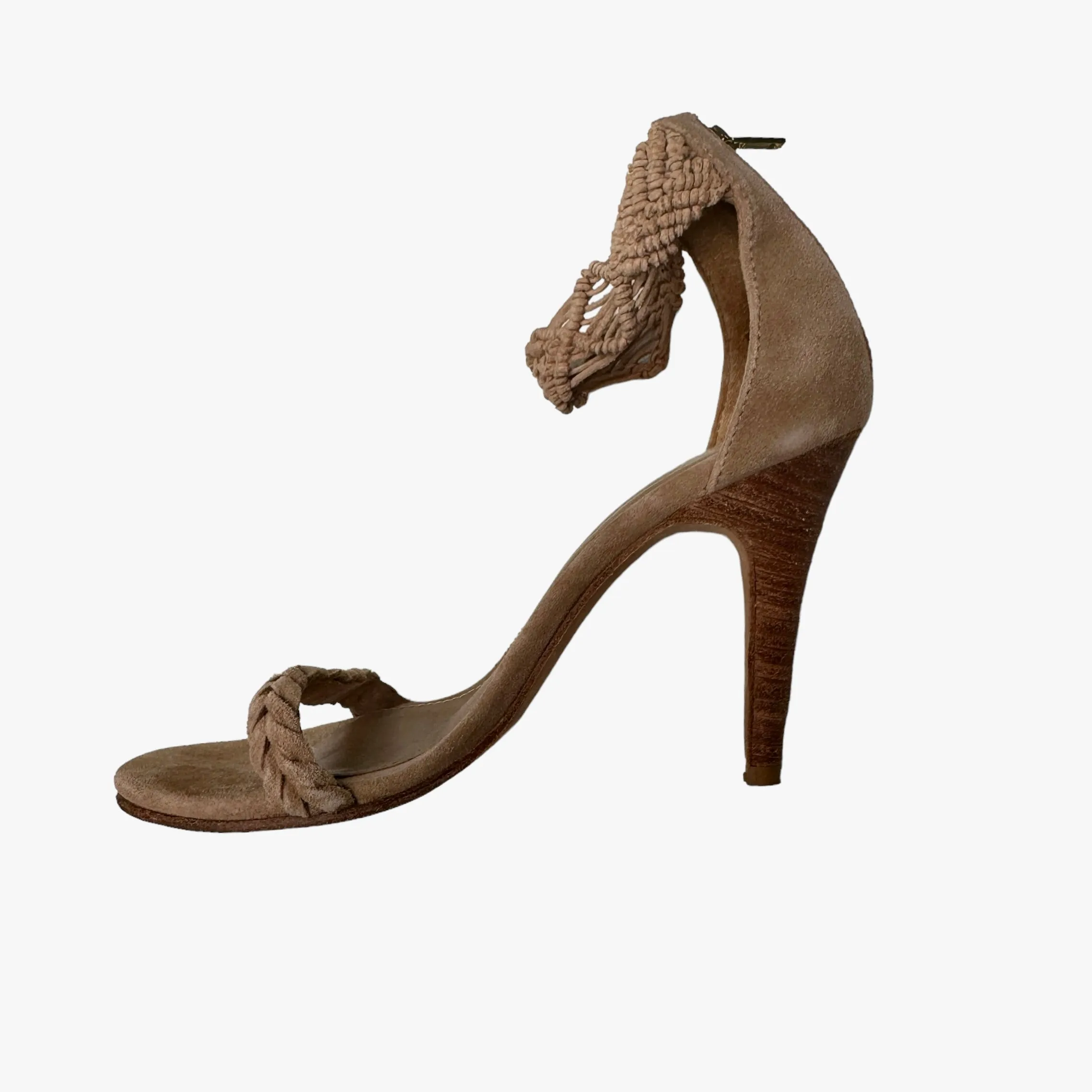 Blush Suede Heeled Sandals - 7
