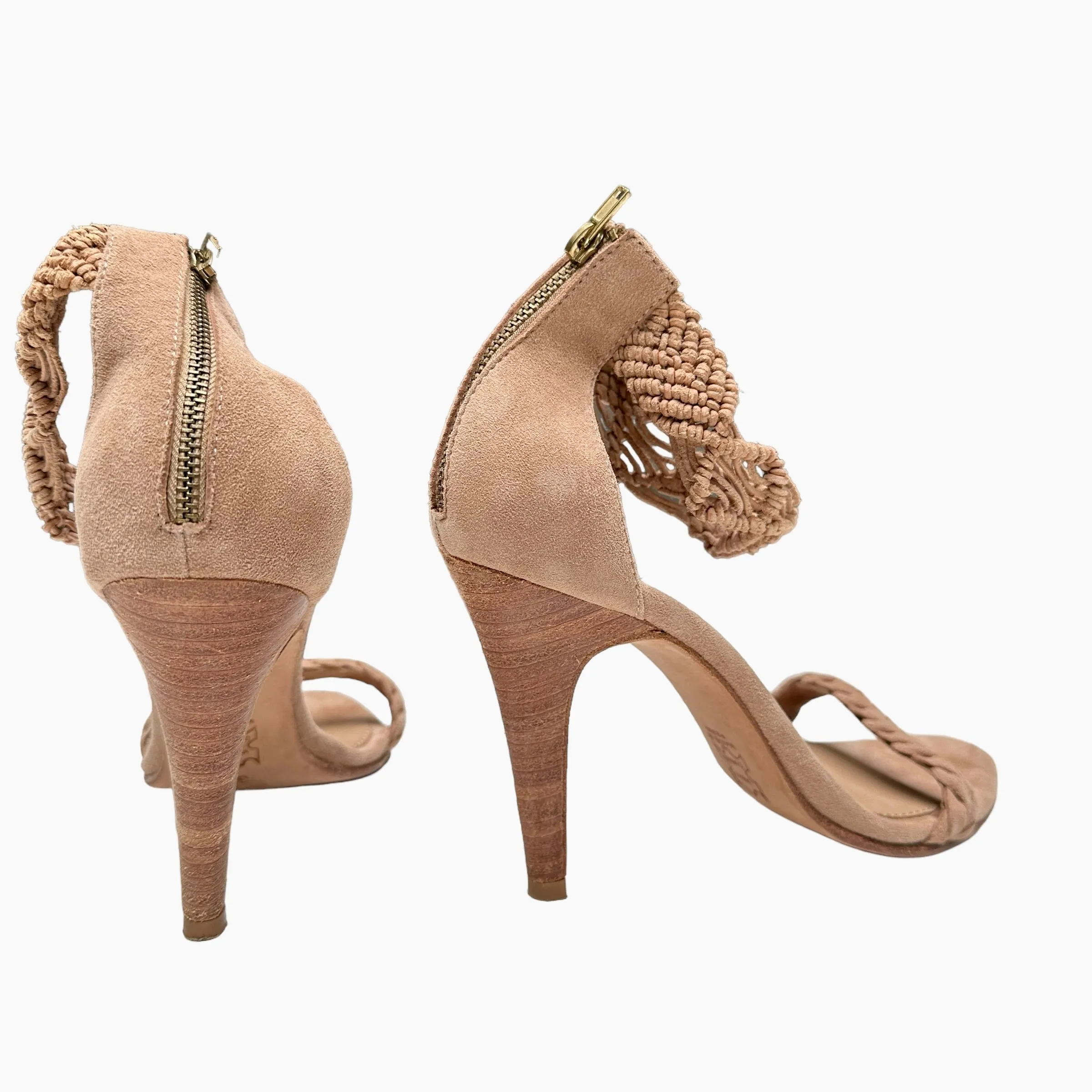 Blush Suede Heeled Sandals - 7