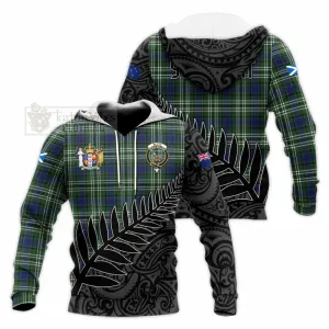 Blyth Crest Tartan Knitted Hoodie with New Zealand Silver Fern Half Style