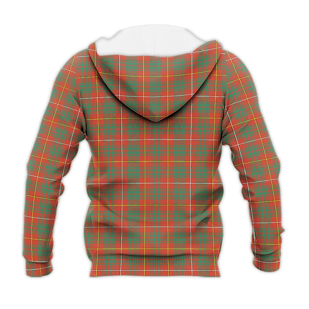 Bruce Ancient Tartan Knitted Hoodie with Family Crest