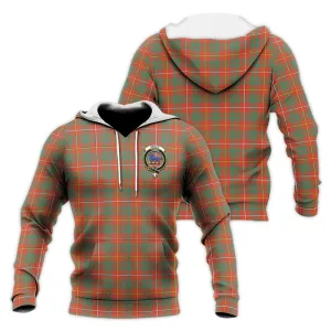 Bruce Ancient Tartan Knitted Hoodie with Family Crest