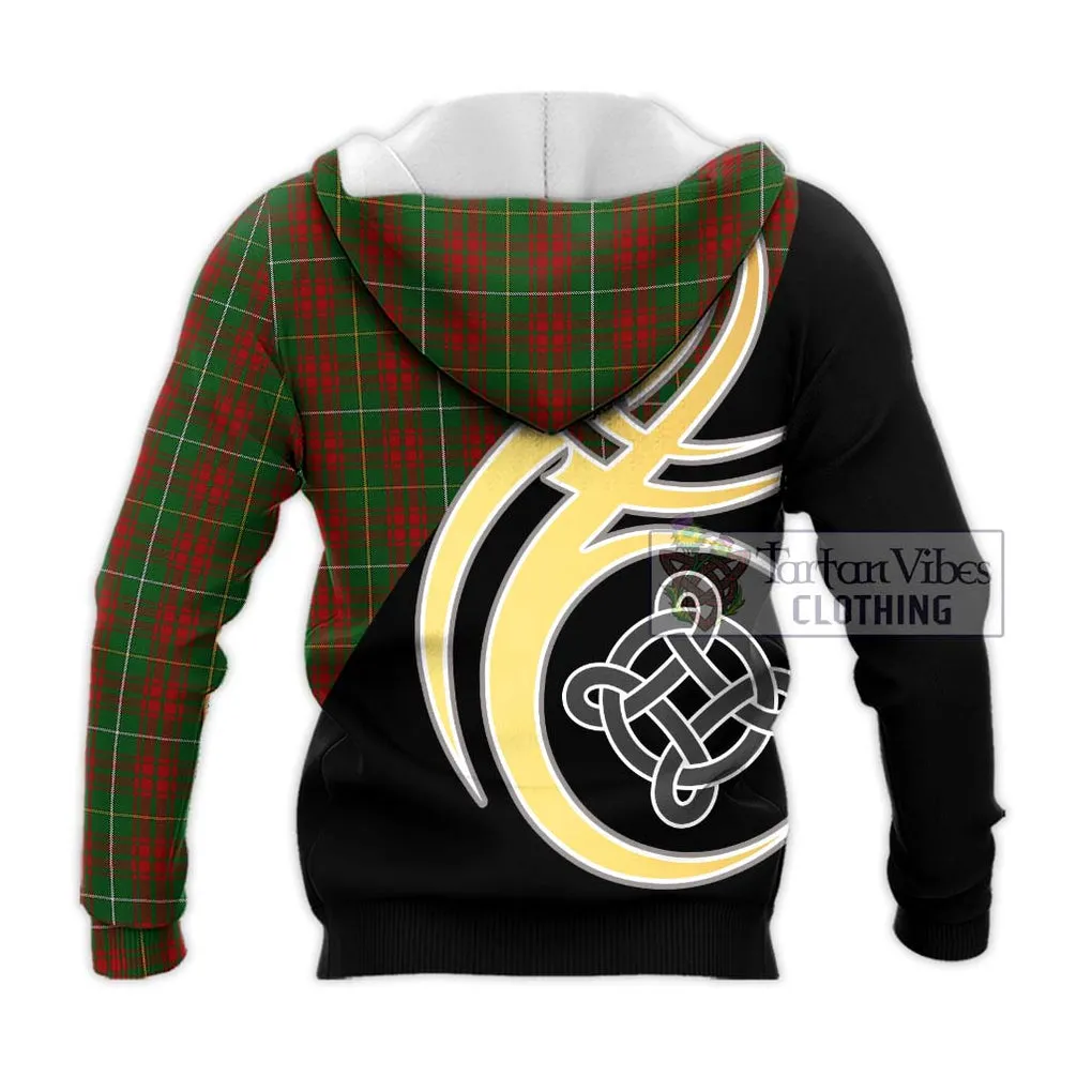 Bruce Hunting Tartan Knitted Hoodie with Family Crest and Celtic Symbol Style