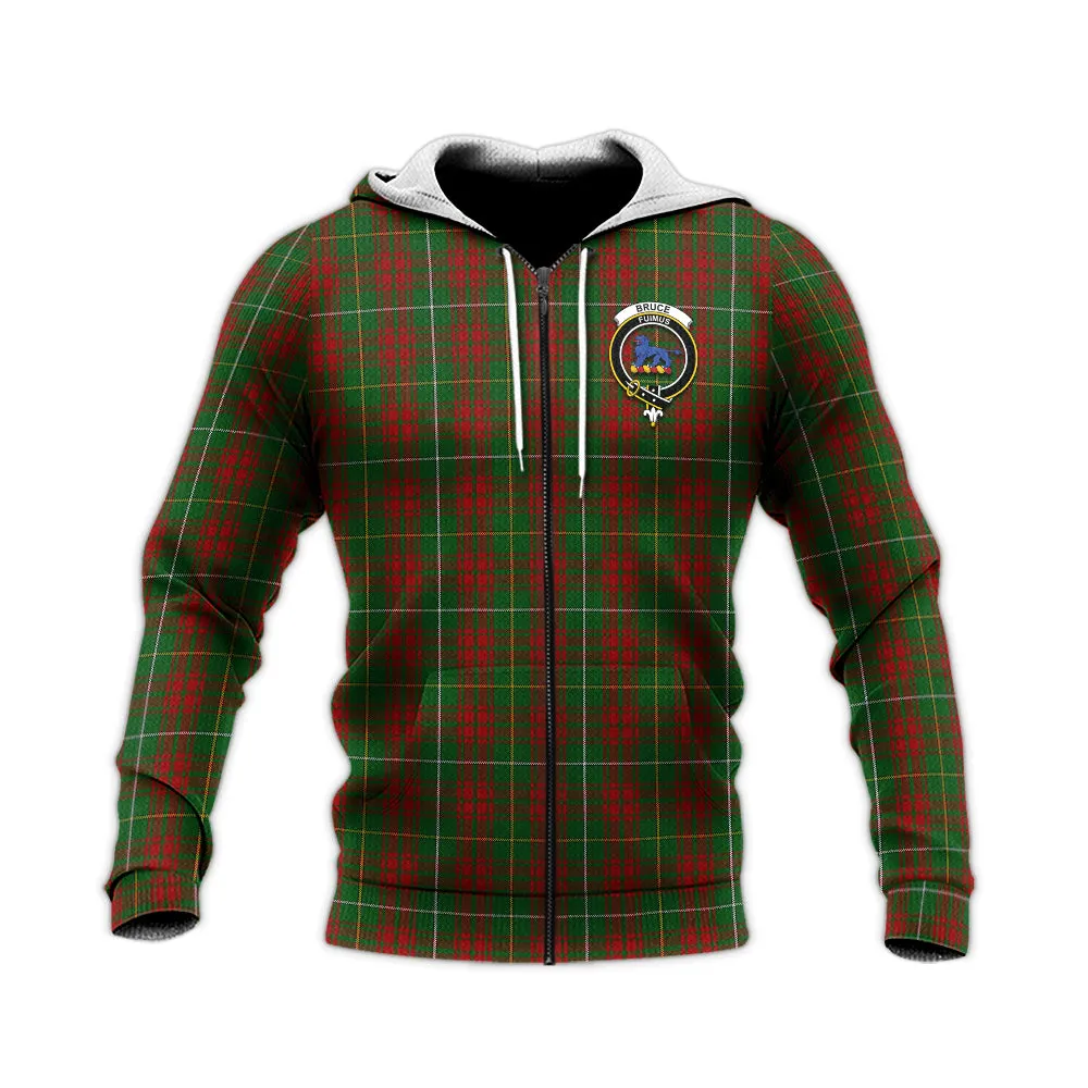 Bruce Hunting Tartan Knitted Hoodie with Family Crest