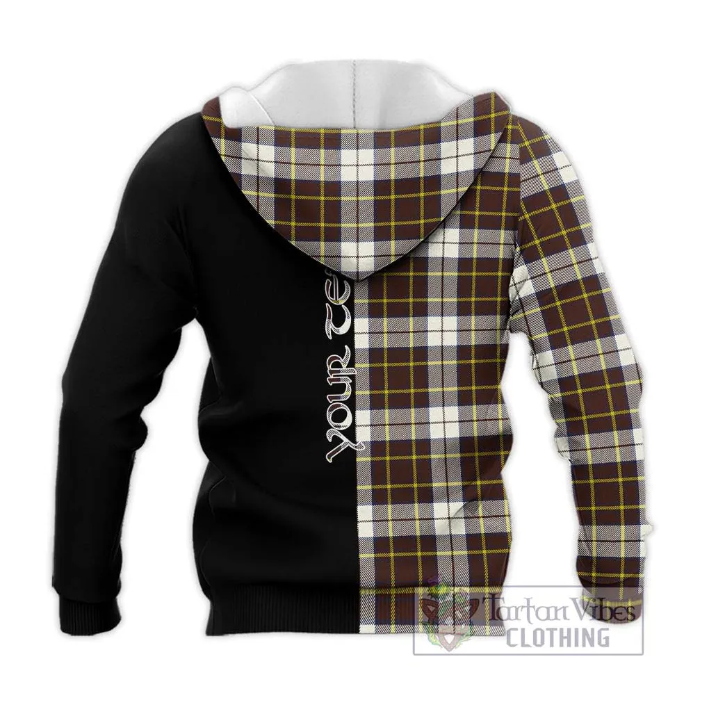 Burns Battalion Weathered Tartan Knitted Hoodie with Family Crest and Half Of Me Style