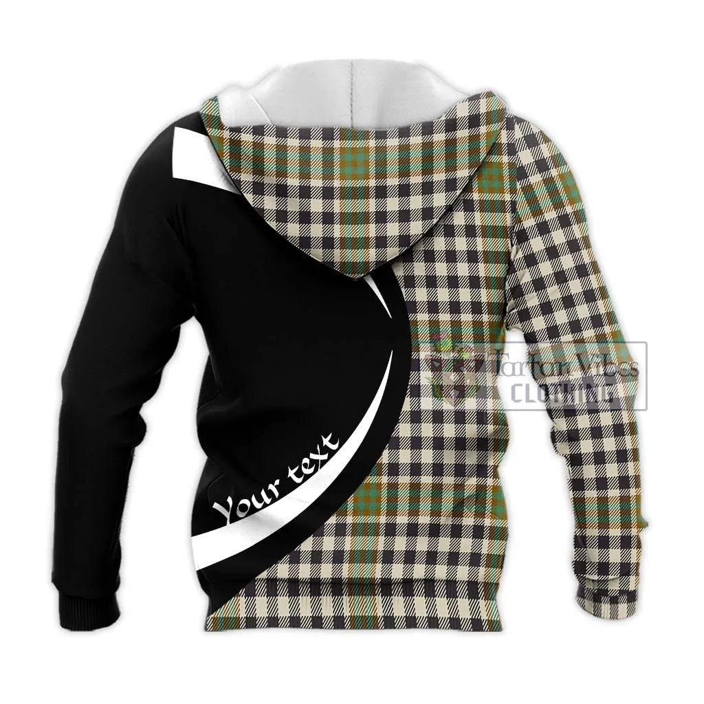 Burns Check Tartan Knitted Hoodie with Family Crest Circle Style