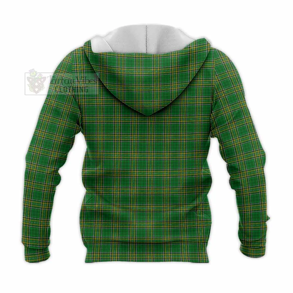 Burrowes Irish Clan Tartan Knitted Hoodie with Coat of Arms