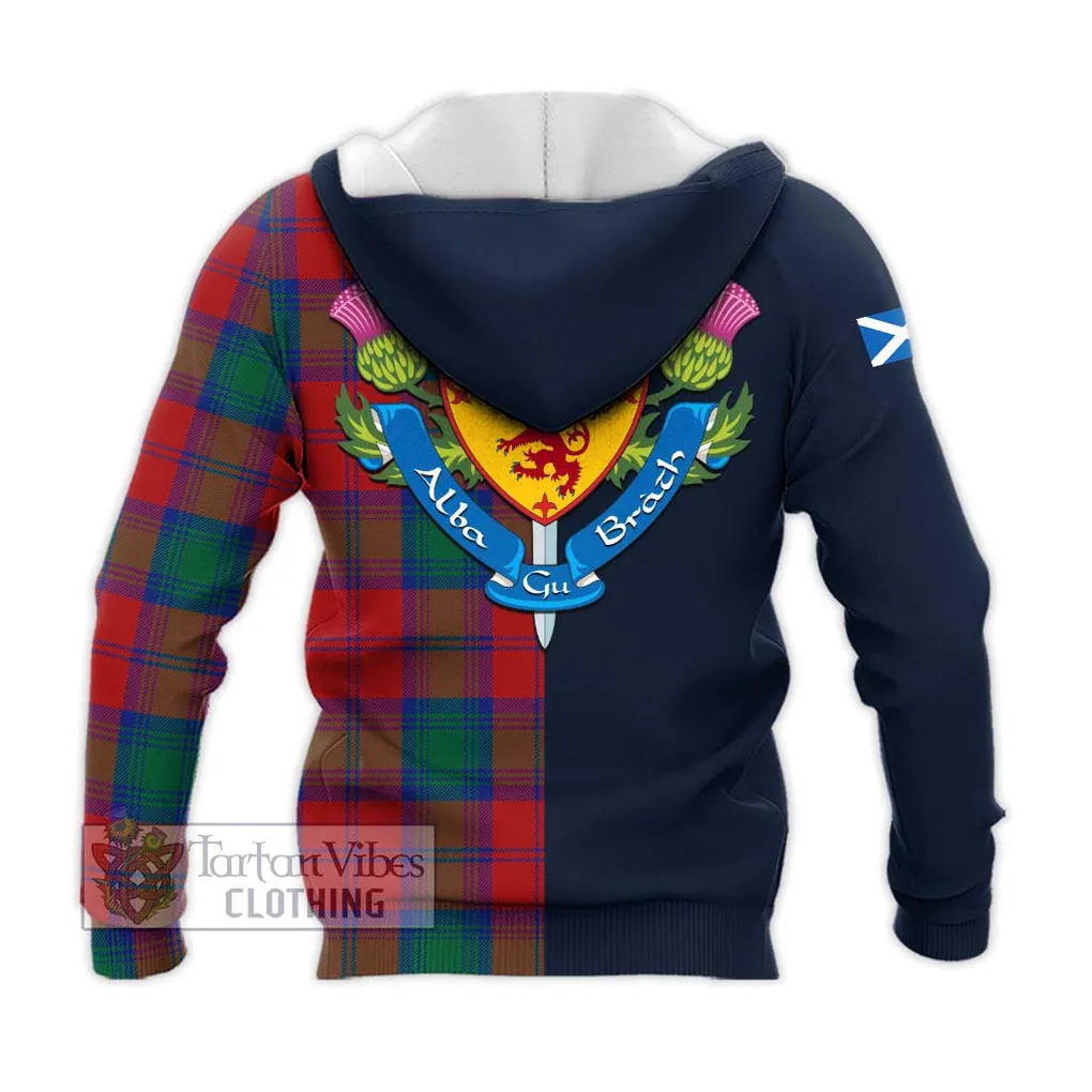 Byres (Byses) Tartan Knitted Hoodie Alba with Scottish Lion Royal Arm Half Style