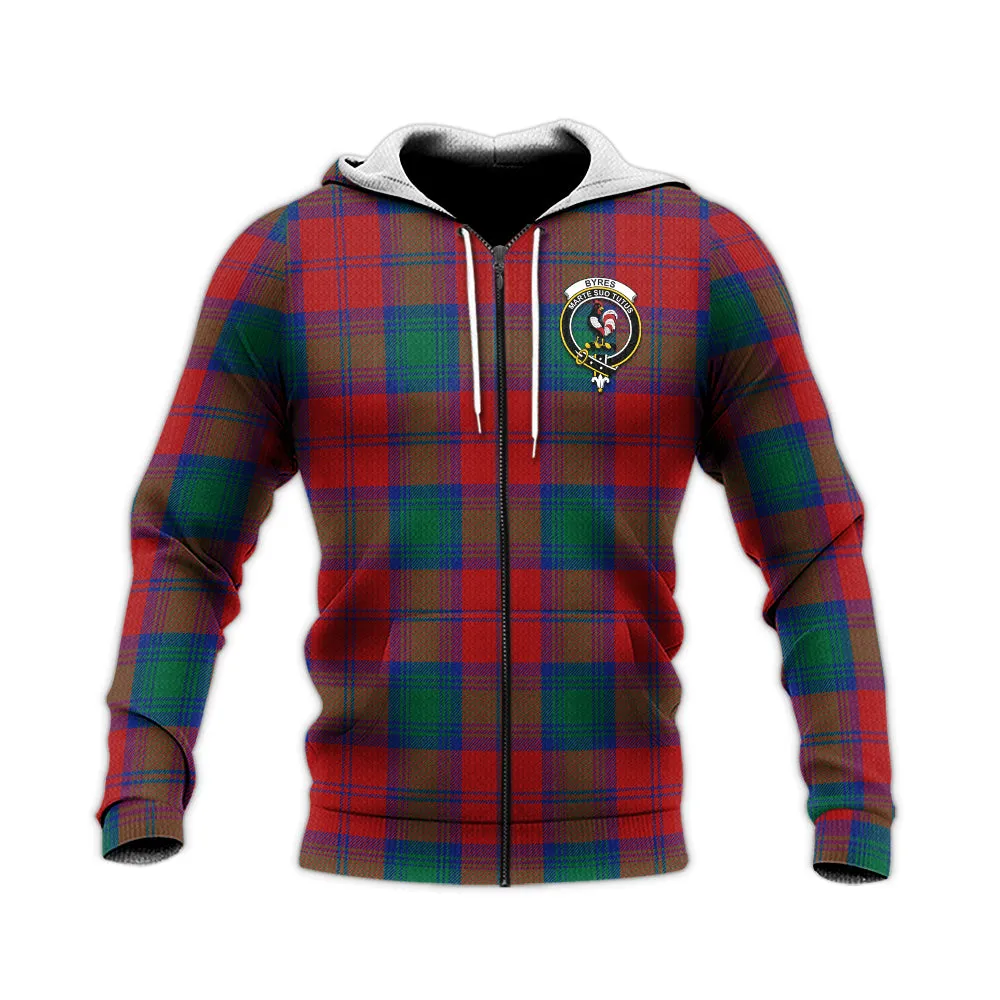 Byres (Byses) Tartan Knitted Hoodie with Family Crest