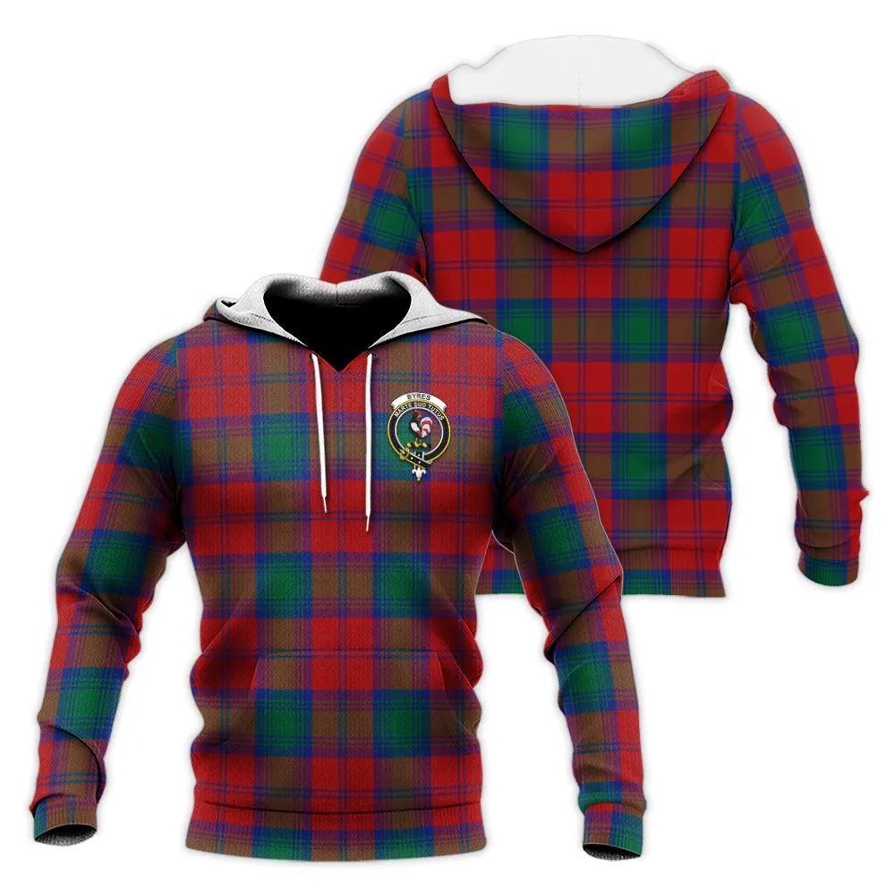 Byres (Byses) Tartan Knitted Hoodie with Family Crest