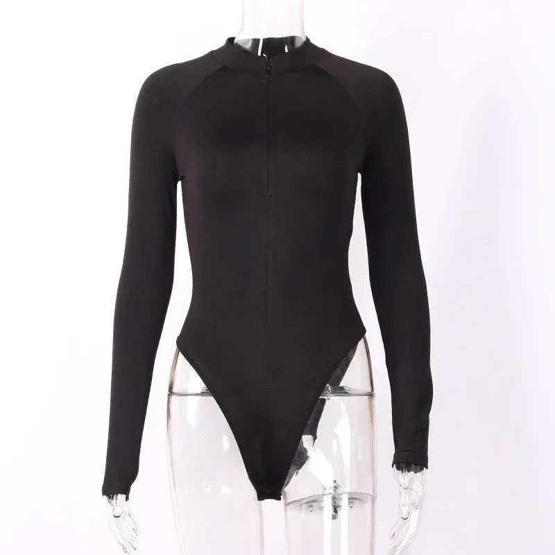 Casual Fitness Rompers Long Sleeve Regular Zipper Jumpsuit Fashion Streetwear Outfits Overalls Bodysuit