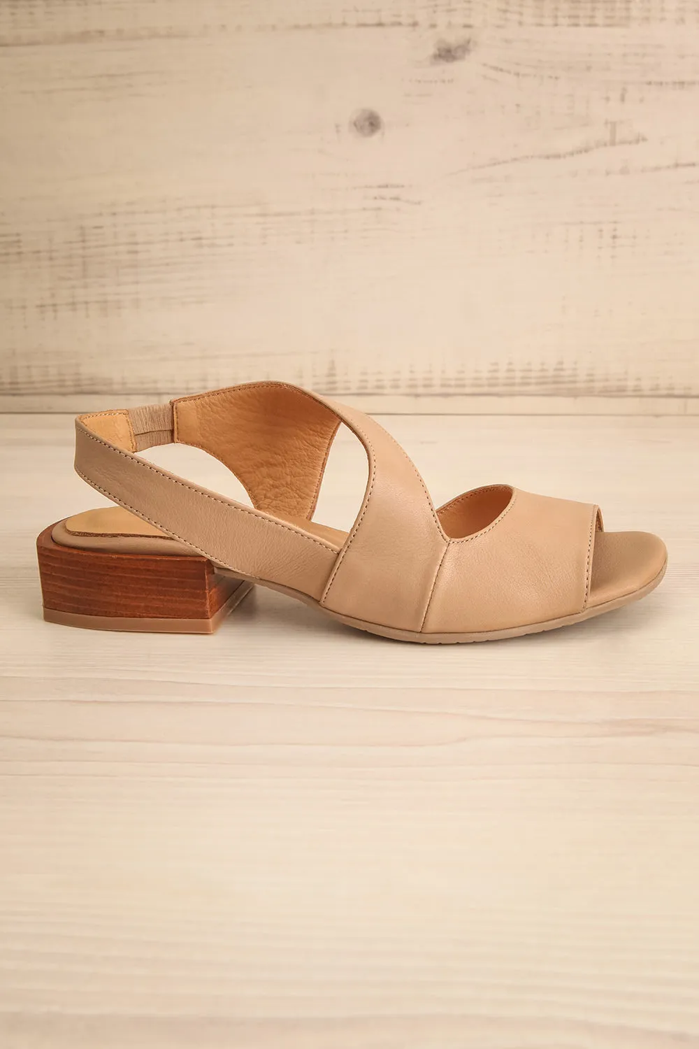 Chiesa Taupe | Asymmetrical Leather Sandals
