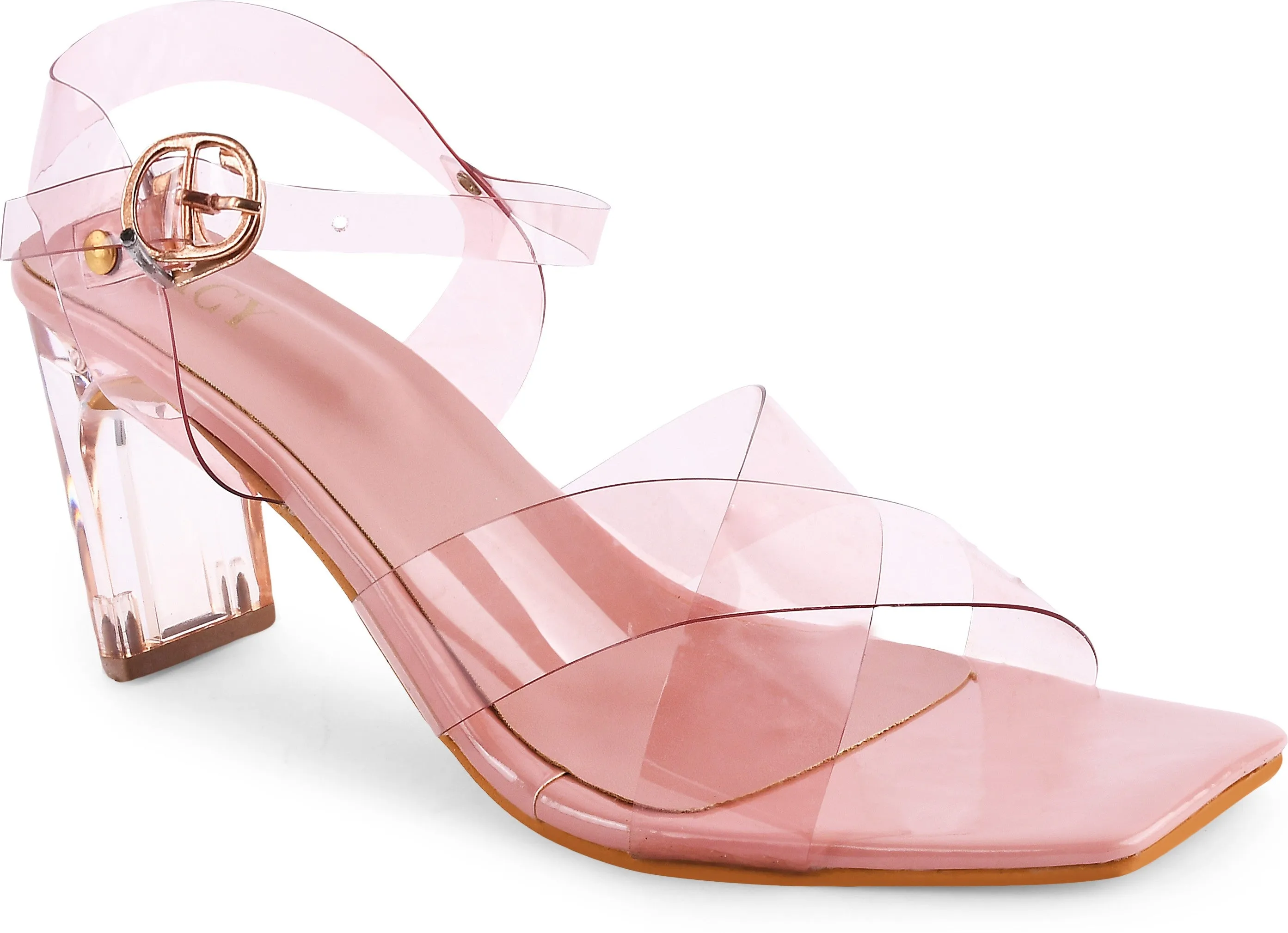 Chunky Heeled Sandals with Buckle Fastening