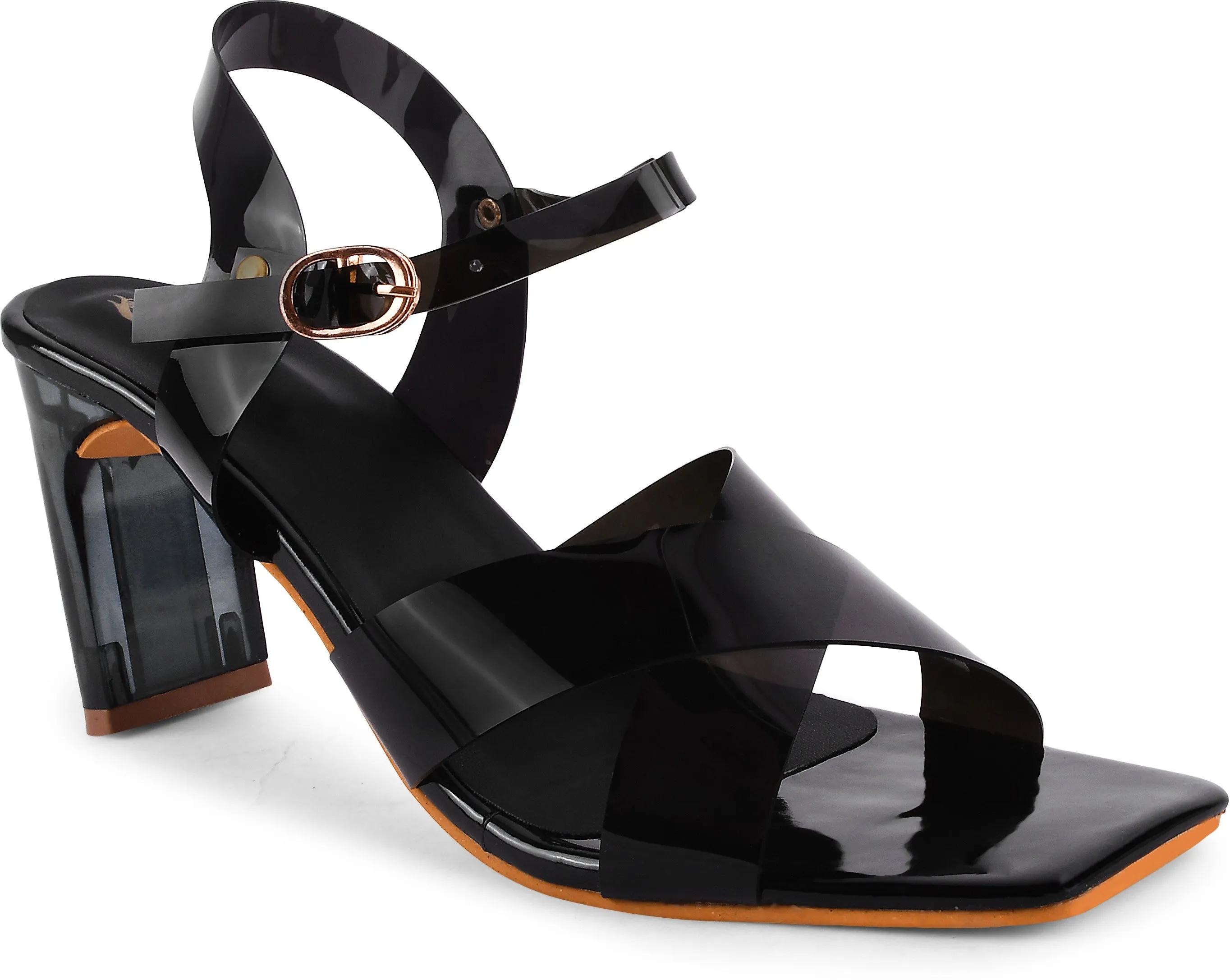 Chunky Heeled Sandals with Buckle Fastening