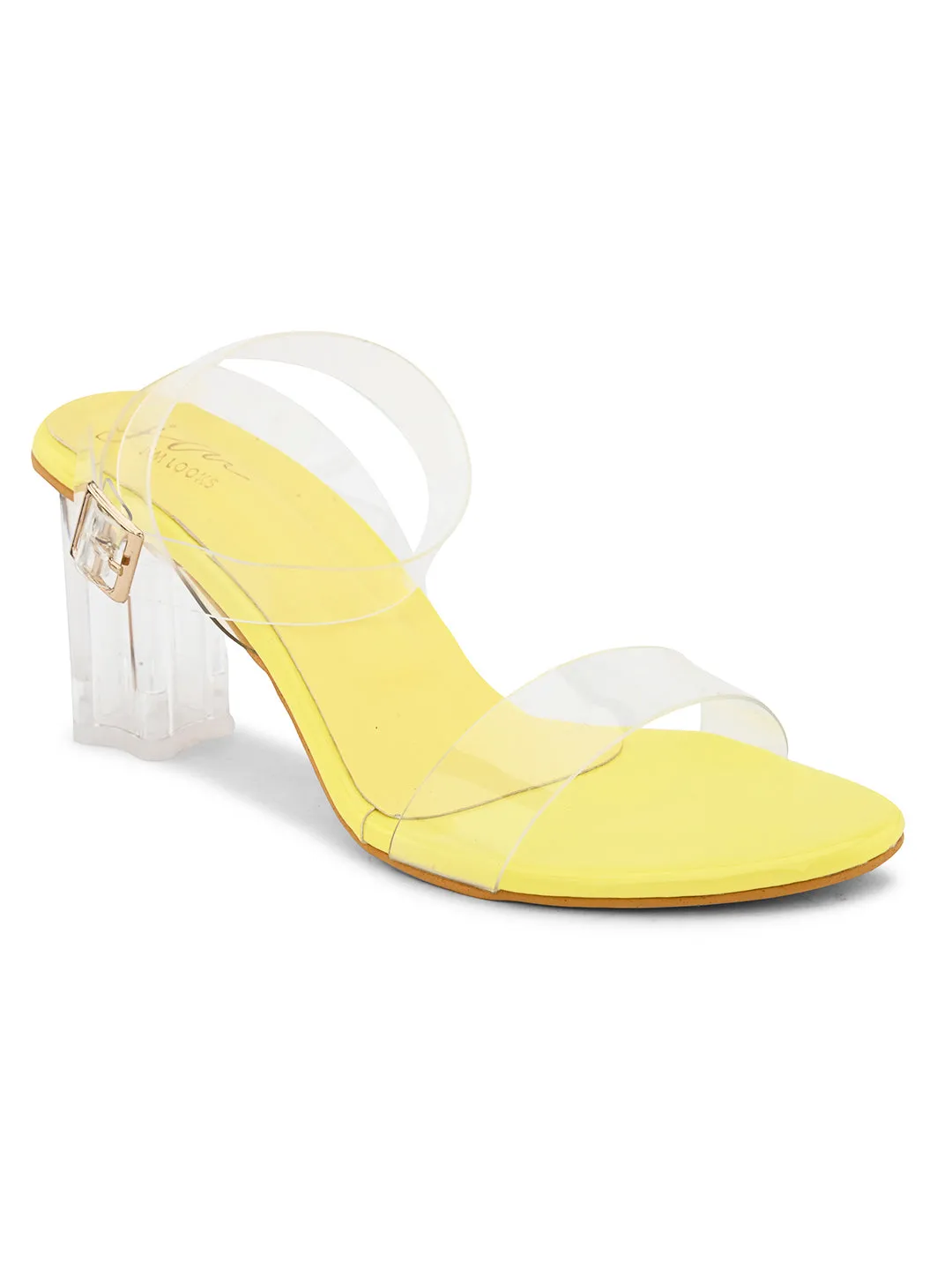 Chunky Heeled Sandals with Transparent Strap
