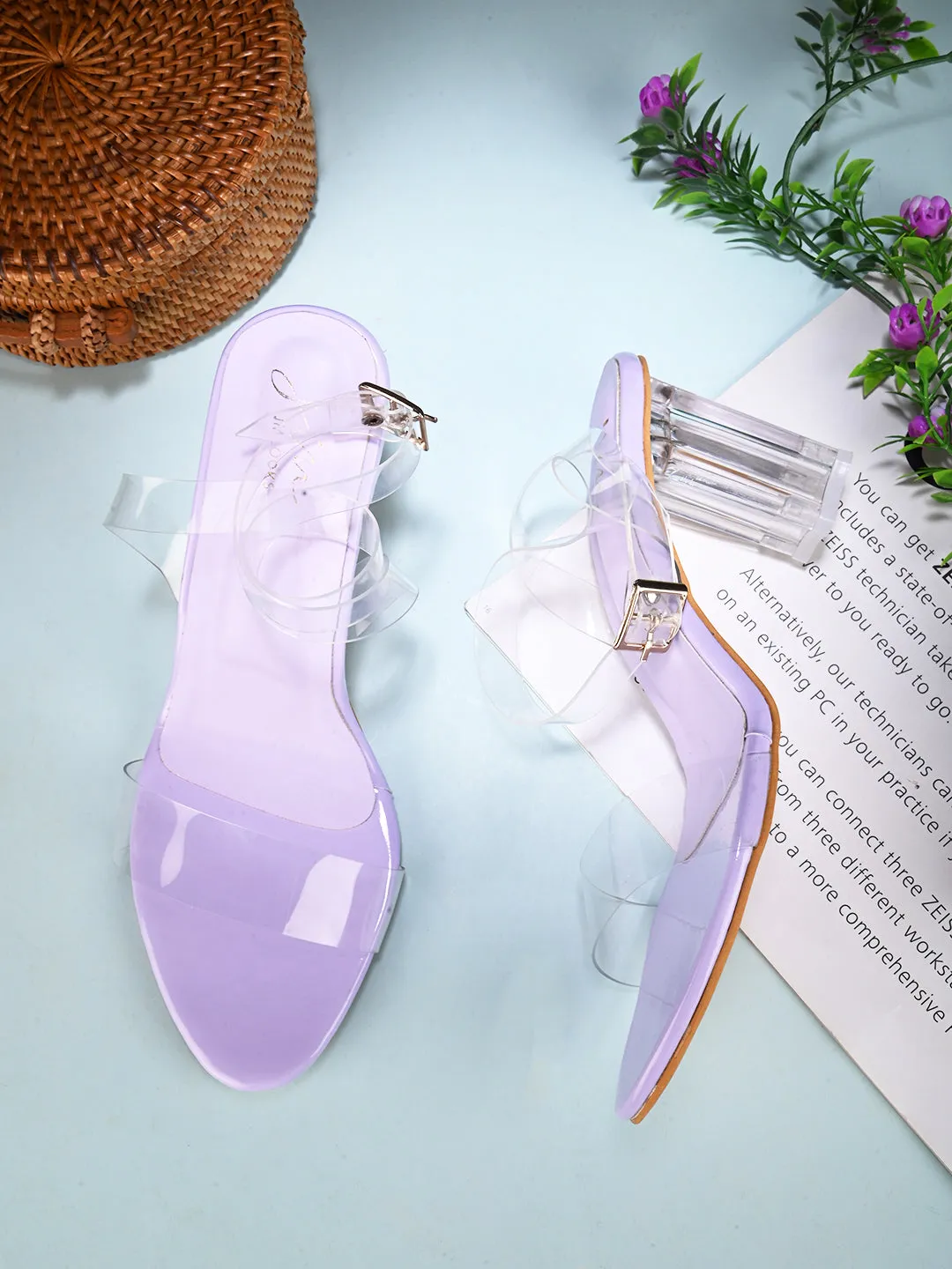 Chunky Heeled Sandals with Transparent Strap