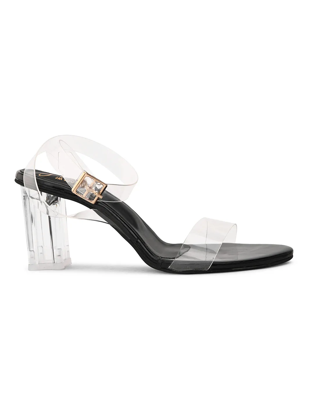 Chunky Heeled Sandals with Transparent Strap