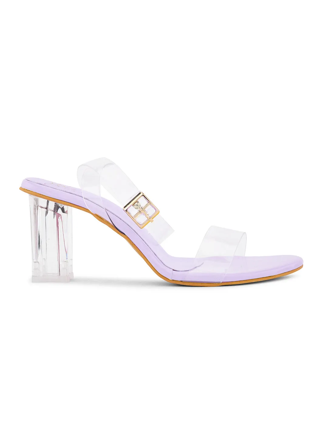 Chunky Heeled Sandals with Transparent Strap